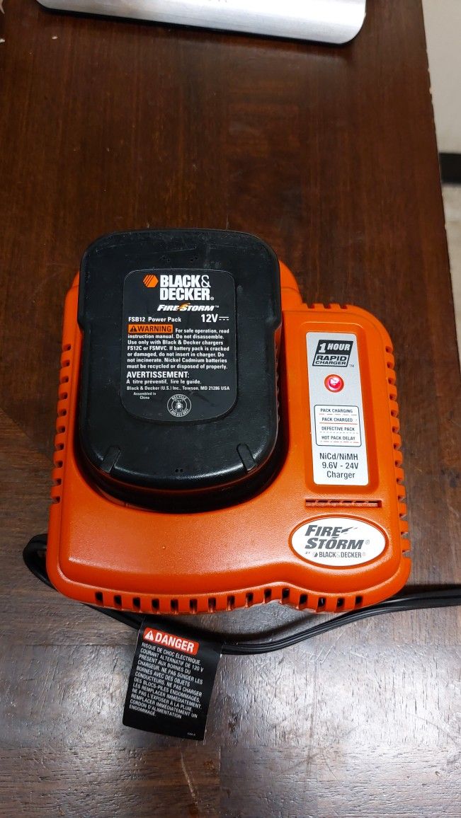 Black & Decker FSB12 Battery/ Black & Decker charger rapid 1hr charger BDFC240