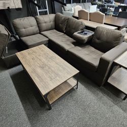 Brand New Sectional W/ Storage Chaise & Cup Holder Trade $449 