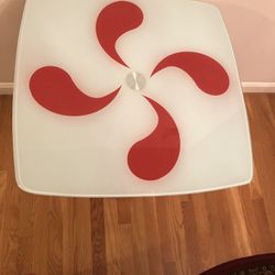 Brand New Glass Top Table With Marble Base 