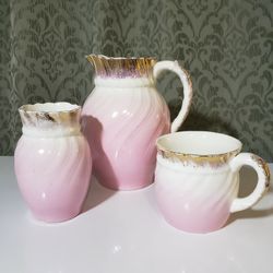 3-Piece Antique Pink Ceramic Furnivals