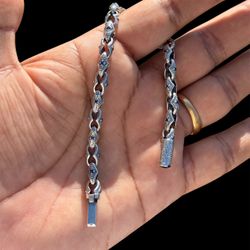 Made in Italy 925 Sterling Silver Bracelet | Blue Zirconia | 8” | 20g