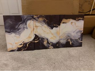 Modern Abstract 3-Piece Canvas Wall Art – Black, White & Gold