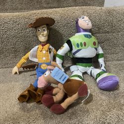 Disney Toy Story Buzz Lightyear & Woody 10” & 4”Kelloggs Bullseye Plush Toy 
