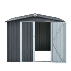 Metal Storage Shed with Double Doors, Heavy-Duty Galvanized Steel Outdoor Garden Shed for Tools, Lawn Equipment, and Yard Storage (72.8Hx68.9Dx87.8W)