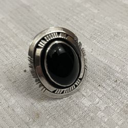 Sterling Silver Onyx Signed Ring