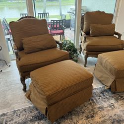2 Arm Chairs with Matching Ottoman’s Basset Furniture 