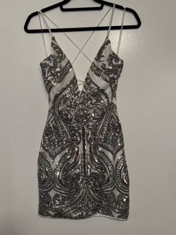 Silver and white dress