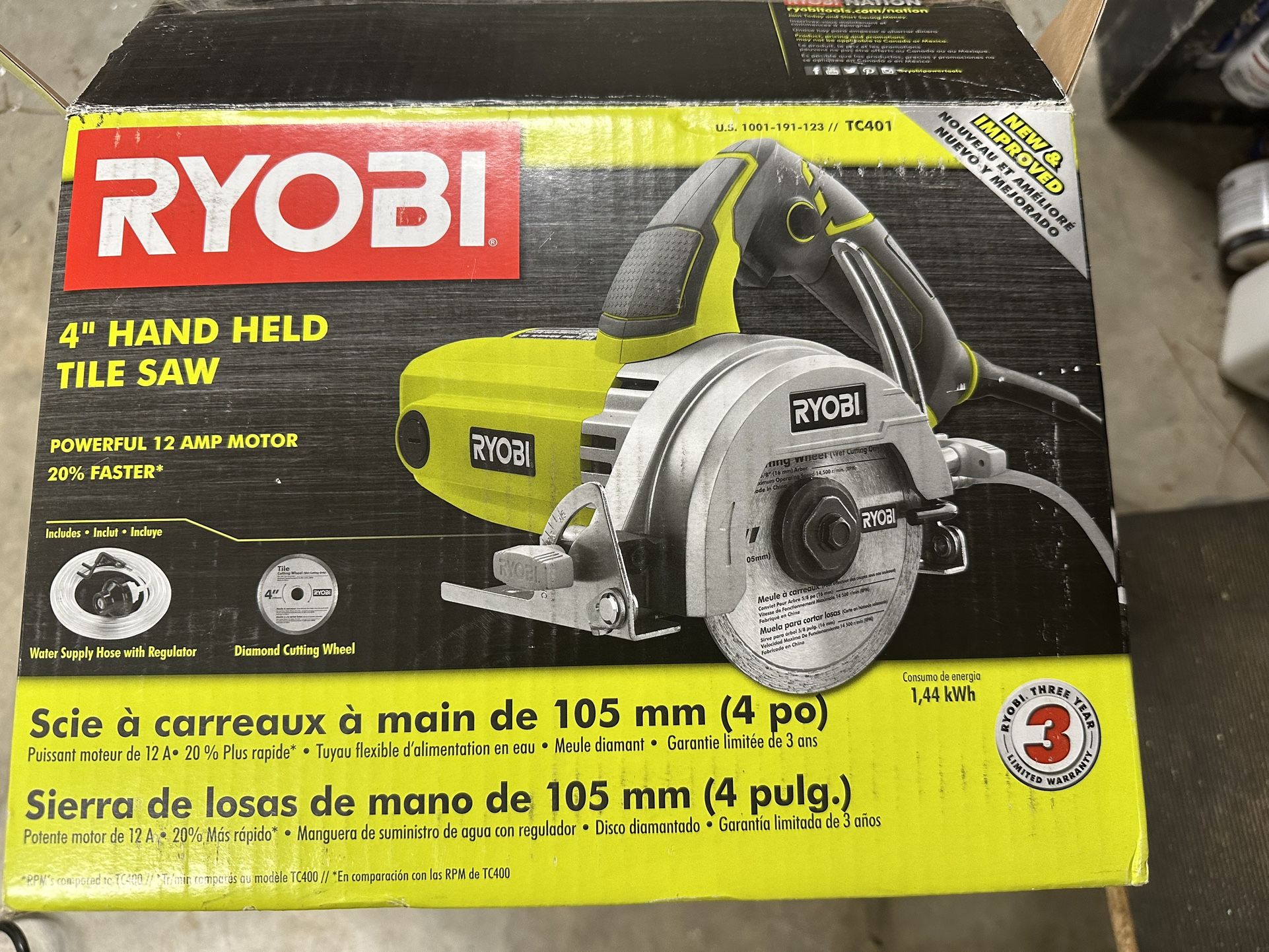 RYOBI 4” Handheld Tile Saw – Lightly Used