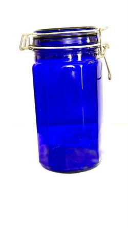 Cobalt Blue Glass Canister with Bail Lid