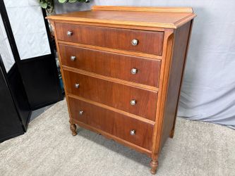 Vintage Solid Wood Mixed Grain 4-Drawer Tallboy Dresser