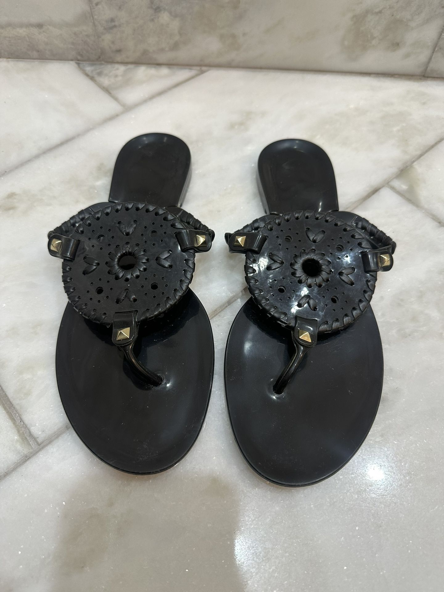 Size 8 Jack Rogers Black Georgica Stud Jelly Sandals