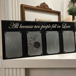 Wood & Metal Memo Board w 4 Strong Magnets 