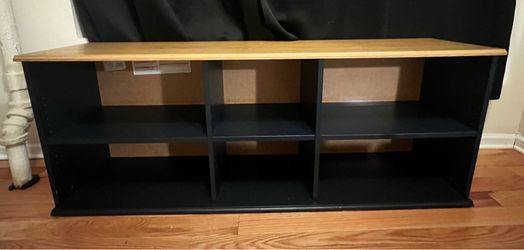 IKEA Skurvby Black-Blue and Wood TV Unit