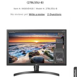 LG 27" 4K Ultra HD 60Hz LED Monitor