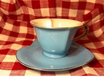 Blue Porcelain Tea Cup and Saucer
