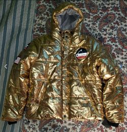 Champion metallic puffer jacket sales