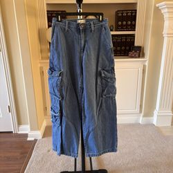 Universal Thread Baggy Wid-leg denim cargo jean 4R