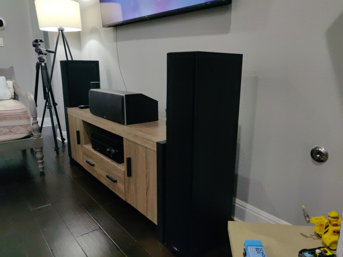 Polk Audio Monitor Speakers And Sony Receiver