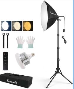 20" Softbox Lighting Kit, Remote & Stand Included Octagonal Softbox Design, CRI 97+ Color Accuracy, 95W 3000K-7500K Dimmable, Remote & Cable Control,