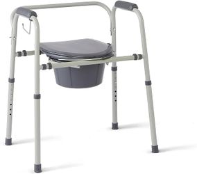 Medline 3-in-1 Steel Adjustable Bedside Commode w/ Microban Protection
