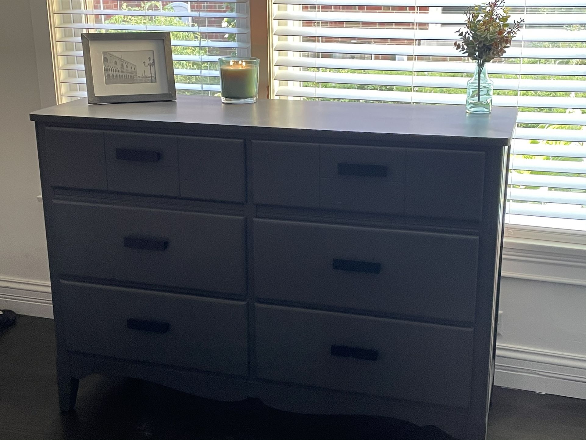 Charcoal Grey Solid Wood Dining/bedroom 6 Drawer Dresser