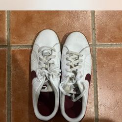 Burgundy and White Nike Trainers