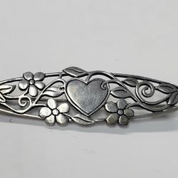 JAMES AVERY RETIRED STERLING SILVER HEART FLOWERS PIN BROOCH - RARE