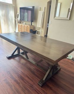 World Market wood dining table with bench with built in extendable option