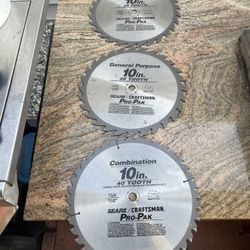 3 Sears/crafan Carbide- Tipped Circular Saw Blades 