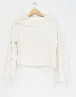 Lovers + Friends Size XXS White Knit Fringe Detail Women's Jumper NEW W/ TAGS