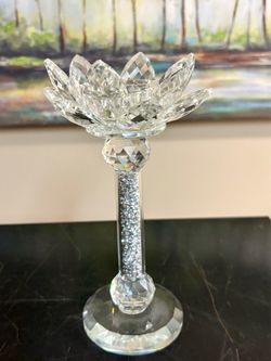 Beautiful Crystal Candle Holder with Crushed Diamonds 7β NEW