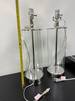 Two glass table lamps tall