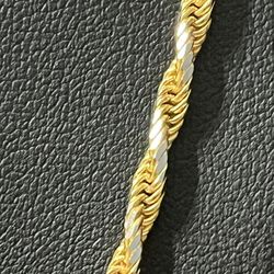 Brand New 10k 2 Tone Solid Gold Rope Chain
