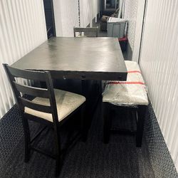 Wood Table W/ Chairs And Bench 
