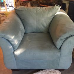 Oversized Chair , Pale Blue Micro Fiber. Almost New. $299 , Now $80