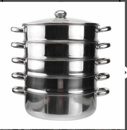 Hemoton 14.7 Inch Stainless Steel Steamer Pot 5-Ti