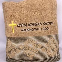 European Flower Fashion Soft Cotton Embroidery Beach Bath Towel 54 x 26 Inches (Chocolate)