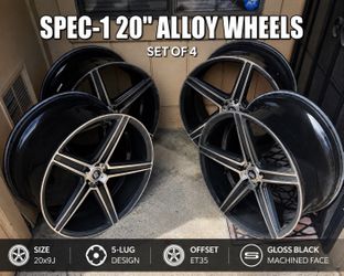 Spec-1 20” Black & Machined 5-Spoke Alloy Wheels/Rims Set of 4 ET35