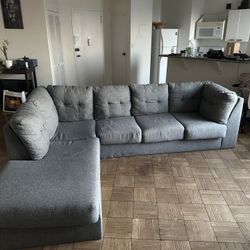 Grey L Couch W/ Pullout Bed