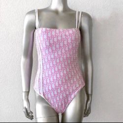 Christian Dior Pink Dots Monogram Pattern Two Pieces Bikini