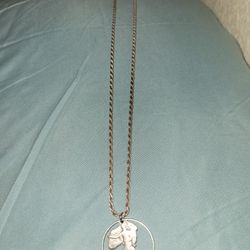 .925 Silver Necklace W/ Half Dollar Cut Out Charm