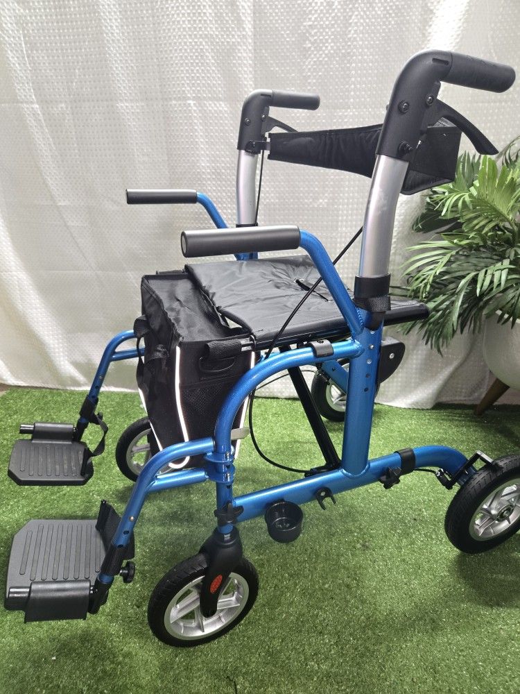 Healconnex 2 in 1 Rollator Walker for Seniors-Medical Walker with Seat,Folding Transport Wheelchair Rollator, Silla De Ruedas Y Andador