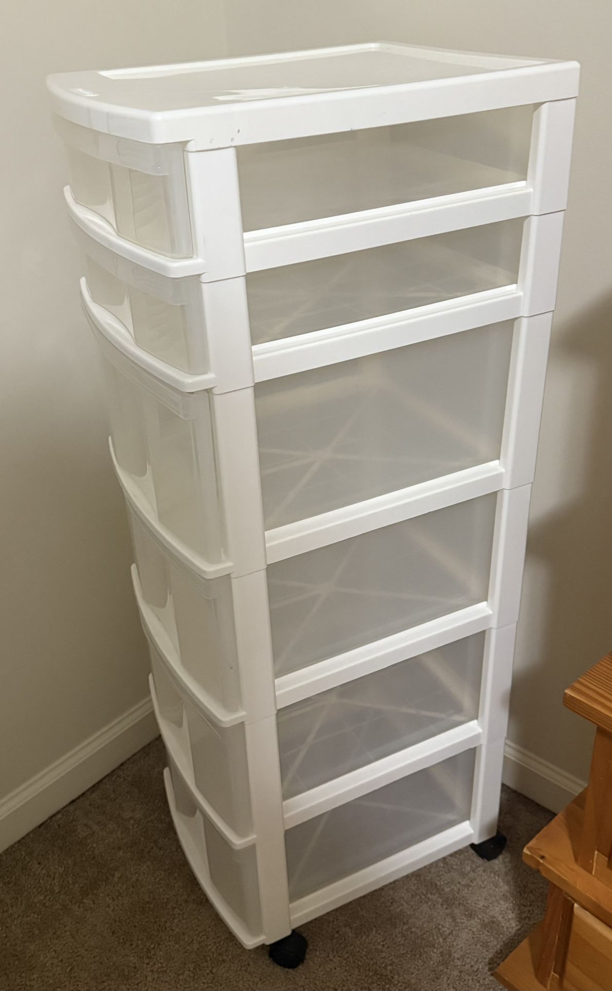 Clear Plastic Rolling Storage Cart
