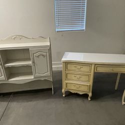 White Vintage Desk with Chair