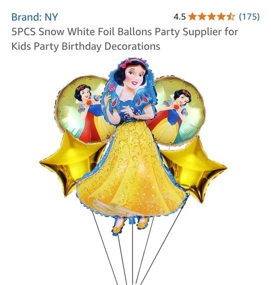 5pcs Disney Snow White Foil Balloons