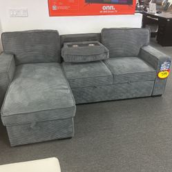 Weekend Deal Now😱Beautiful Grey Pull Out Sleeper Sofa Sectional On Sale Now $599🤑