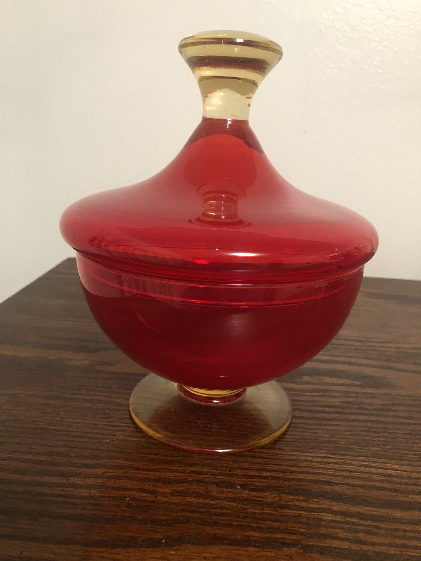 Vintage Empoli Orange Glass Candy Dish or Apothecary Lidded Jar 9" Tall