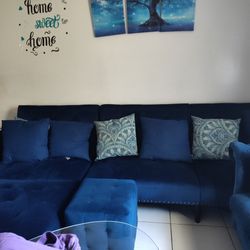 Blue Sectional With Blue Sofa