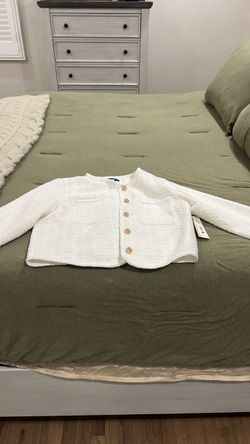 Aqua white tweed jacket L