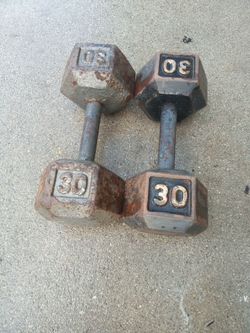 30 lb Cast Iron Hex Dumbbells Pair